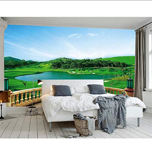 Fondo de pantalla personalizado Balcón 3D Campo de golf TV atmosférica Telón de fondo Papel tapiz 3D Sala de estar Dormitorio Mural MRQXDP