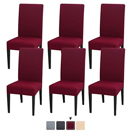 Fundas para Sillas de Comedor, Protector de Asiento de Silla Lavable ExtraÍBle Y de Gran Elasticidad, Funda para Fiesta en Casa, Hotel, Ceremonia de Boda (Borgoña)