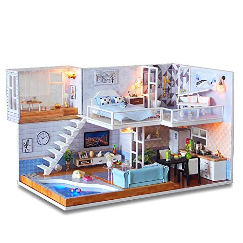 FZ FUTURE Casa de muñecas DIY Miniatura con Muebles, Kit de muñecas de Madera 3D Plus Movimiento DE Musica Y Musica, Idea DE LA HABITACIÓN Creativa, Modelo DE Modelo DE Villa