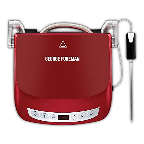 George Foreman 24001-56 parrilla eléctrica de contacto - Parrillas eléctricas de contacto (Rojo, Acero inoxidable, Rectangular, Sensor, 290 x 190 mm, LED, 1400 W)