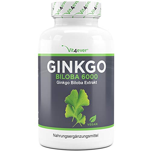 Ginkgo Biloba 6000 mg - 365 Comprimidos - Premium: Con glicósidos flavonoides + ginkgolide terpene lactones y ácido ginkgólico libre - Sin aditivos no deseados - Altamente dosificado - Vegano