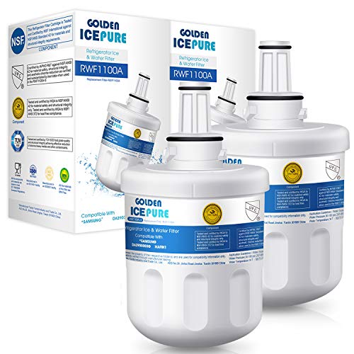 GOLDEN ICEPURE Filtro de Agua para refrigerador Reemplazo para Samsung DA29-00003F, DA29-00003G, Aqua Pure Plus Hafin, DA29-00003B, DA29-00003A, DA97-06317A,RFC1100A Paquete de 2 (Con factura)