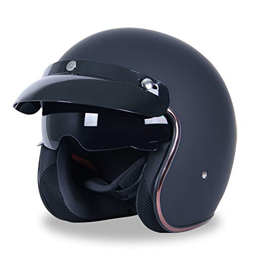 GoolRC Casco de Motocicleta Casco Medio Cubierto Casco de Seguridad para Todas Las Estaciones para Hombres y Mujeres Casco de Vehículo Eléctrico de Doble Lente