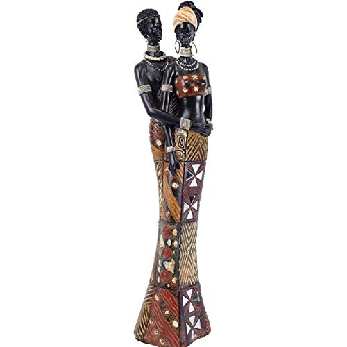 Gran estatua africana de diseño original moderno en resina Massai Decoración de la pareja de un hombre y una mujer africana enamorados, estatuilla para decorar su habitación de la casa Decoración de l