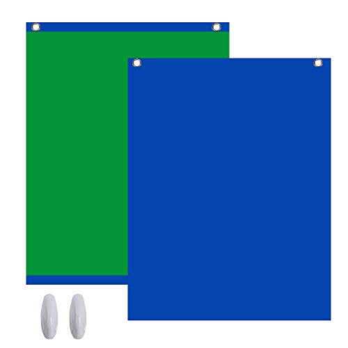 Green Screen - Fondo fotográfico para estudio fotográfico (2 en 1, 1,5 x 2 m), color verde y azul