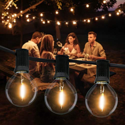 Guirnaldas Luces Exterior, Litogo Cadena de Luces 9,5m G40 25+2 LED Guirnalda Bombillas IP55 Impermeable Luces Jardín Perfecto Para Navidad Trasero Patio Cafe Fiesta Boda Decoración (Blanco Cálido)