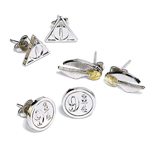 HARRY POTTER Symbols Mujer Set de Pendientes Plateado, Aleación de Zinc,