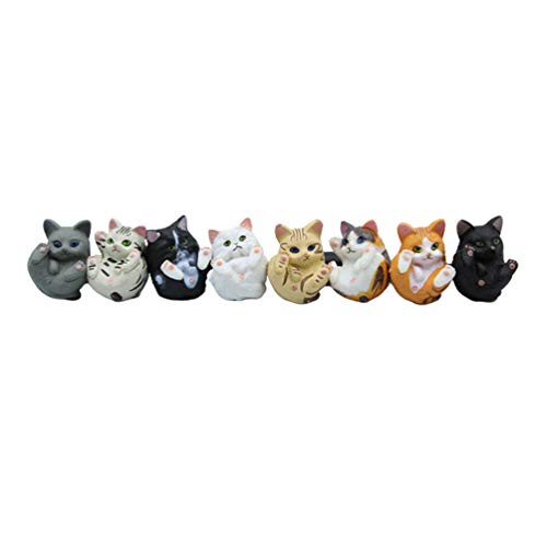 HEALLILY Figuras de Gato en Miniatura Encantos Colgante Joyería Artesanía Adornos Adornos Artesanías de Plástico para Gatos Bolsa Llavero Pulsera Collar Fabricación de 8 Piezas (Estilo Mixto)