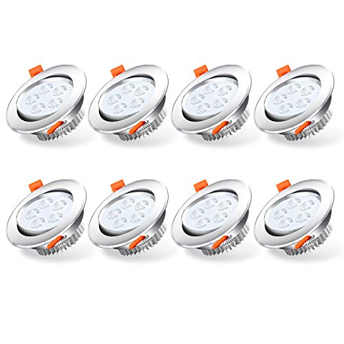 Hengda Foco Empotrable Blanco Frio Regulable 6500K 420LM, LED Luz de Techo 5W Equivalente a Incandescente 45W, Focos de Techo IP44 para Baño Sala Escaleras Pack de 8 sets