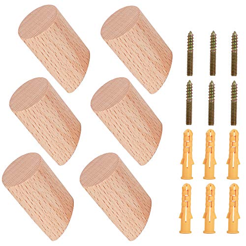 Heveer Percha Pared Madera Ganchos Multiuso para Colgar Abrigos Gorros Bufandas Chaquetas Ropa En Dormitorio Sala De Estar Pasillo 6 Piezas