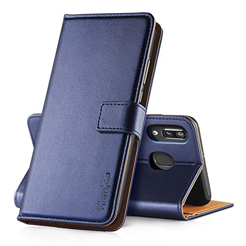 Hianjoo Funda Compatible con Samsung Galaxy A40, Suave PU Cuero Carcasa con Flip Case Cover, Cierre Magnético, Función de Soporte, Billetera con Tapa Tarjetas Compatible con Samsung A40, Azul