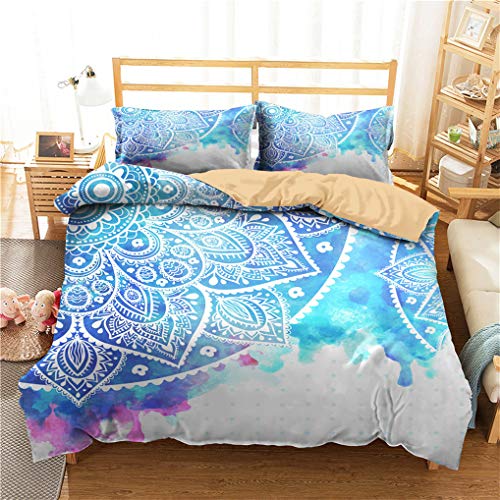 HNHDDZ Boho Ropa de Cama Mandala étnico Exótico Rojo Azul Púrpura Blanco Funda nórdica Indio Bohemia Mandala, Individual, Doble, King, Super King (Estilo 4, 220x240 cm - Cama 150 cm)