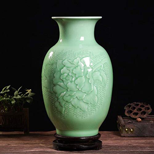 HQQSC Jarrones de cerámica Celadon Desigual distribución de Colores Excelentes Porcelana Cerámica Individuales Capital de Las Flores Jarrón (Color : C)