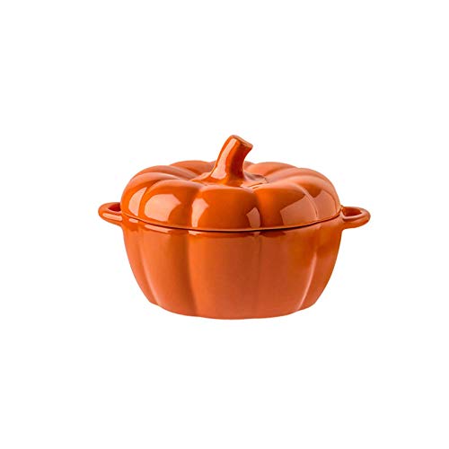 HUANXA Calentador De Cerámica Tazón De Sopa con Agarre Cubrir, 1600ml Cuenco Tazas De Sopa Apto para Microondas En Lavavajillas Encantador Calabaza Cuenco -naranja-270ml/9.1oz