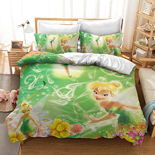 HUOHUO Juego de funda nórdica y funda de almohada de Campanilla y Pirate Fairy Tale HD Related Mode 3D con dibujos animados (A,200 x 200 cm)