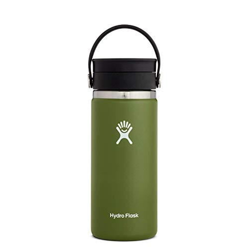 Hydro Flask Termo de café de viaje de 473 ml (16 oz), acero inoxidable y doble pared al vacío, boca ancha con tapa Flex Sip™ hermética, Olive