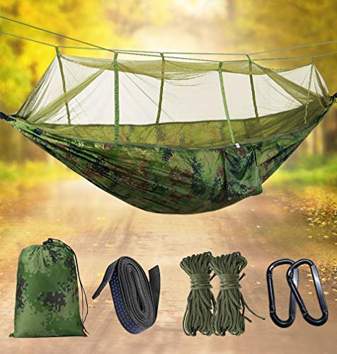 Idefair Hamaca con mosquitera, hamacas para Acampar Dobles Bug Net Impermeable Portátil y Ligero para mochileros Senderismo Viajes al Aire Libre