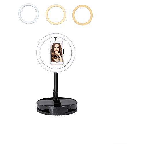 iEGrow Ring Light 10 Pulgadas USB Anillo de Luz for Phone Foldable Selfie Light LED with Stand and Bluetooth 3500-6000K 3 Color 10 Brightness for Fotografia, Live Stream, Youtube, Foto- und Video.