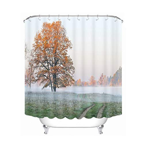 Jerinumkoy 3D Paisaje Natural de pastizales R¨ªos Cortinas de Ducha para el ba?o de Agua Espesada Ba?o Cortina Color C W165 x H180cm