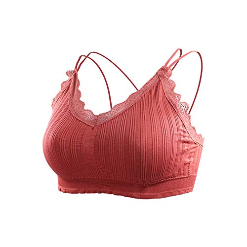 jieGorge Íntimos, Chaleco Deportivo con Cuello en V Envuelto en el Pecho, Encaje, Cruz, Belleza, Espalda con Rosca, Ropa para Mujeres (tamaño Libre Rojo)