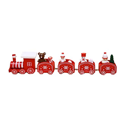 jieGorge Kits de Garaje, Tren navideño de Madera Pintada con Santa Bear, Juguetes navideños para niños, Adorno de Regalo, Juguetes, Juguetes y Pasatiempos (Rojo)