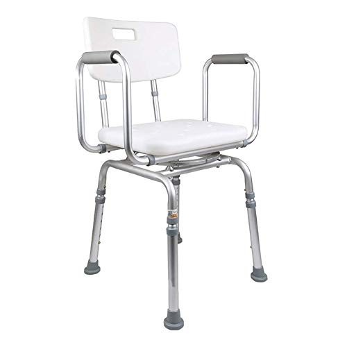 jjff Silla de Ducha de bañera Silla de baño giratoria de 360 Grados, Taburete de Ducha Ajustable, Banco de Asiento Antideslizante con Respaldo, apoyabrazos para Ancianos, Mujeres Embarazadas