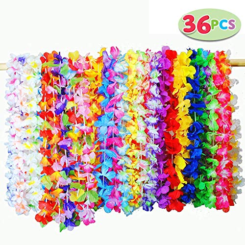 JOYIN 36pcs Collares Hawaianos Fiesta Venda del Partido Hula Hawaiian Lei Flor Guirnalda para Luau Summer Playa Tema Fiesta