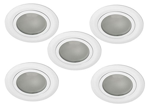 Juego de 5 Muebles Foco empotrable blanco satinada frontal para 12 V G4 LED Adecuado AP