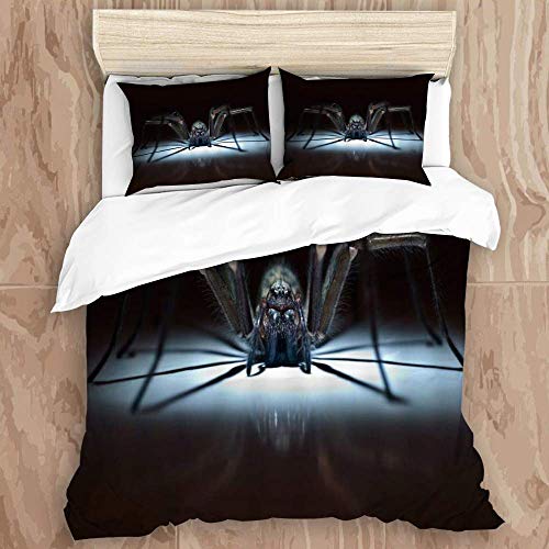 Juego de Funda nórdica, Spider Horror Black Spider Light Giant Spider, Juego de Cama Decorativo de 3 Piezas con 2 Fundas de Almohada