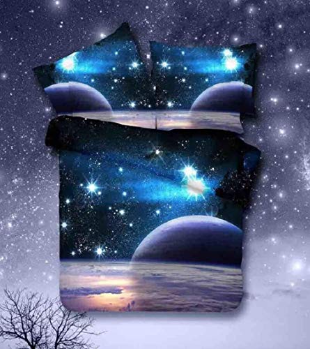 Juego Funda Nórdica para Edredón Fundas de Almohada,Juego de Cama 3D Mysterious Boundless Galaxy Sky Starry-200 * 230CM 3PCS_I