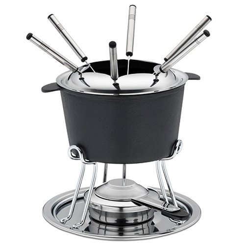 kela 16639 Set de Fondue, 11 Piezas, Hierro Fundido emailiert, Apta para inducción, 800 ml, Metal/comore, cromadas