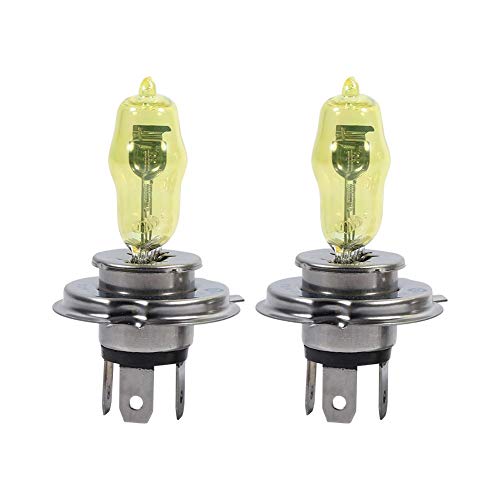 KIMISS 2pcs 100W H4 12V Coche HOD Faros halógenos Faros antiniebla Bombillas Coche HOD Faros delanteros(Ámbar)