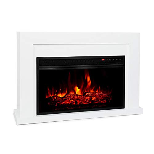 KLARSTEIN Blanca Confort Edition - Chimenea eléctrica, Potencia de 1000/2000 W, 2 Niveles, Programable, Protector térmico, Detección Ventanas Abiertas, Control Remoto, Llama ilusoria LED, Blanco