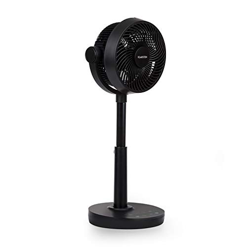 KLARSTEIN Neo Stream - Ventilador de pie, Ángulo de inclinación Vertical 90º, Oscilación Horizontal 60º Opcional, 8 velocidades, Temporizador, Control táctil, 30W, Silencioso: 33-58 dB, Negro