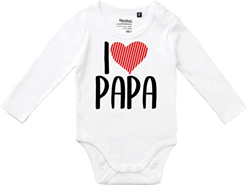 Kleckerliese Body para bebé, diseño vintage con texto "I Love Papa" blanco 3 mes