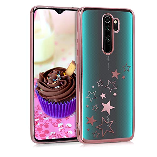 kwmobile Funda Compatible con Xiaomi Redmi Note 8 Pro - Carcasa de TPU Varias Estrellas en Oro Rosa/Oro Rosa/Transparente