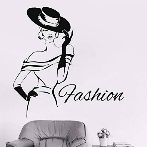 Lady Fashion Girl Design Vinyl Sticker Fashion Women Tatuajes de pared Ropa Boutique Etiqueta de la ventana a prueba de agua 57X57 CM