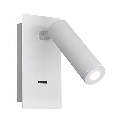 Lámpara de pared LED moderna Foco en el interior, aplique de pared de apliques ajustables, luz nocturna con interruptor, iluminación cálida de 3 W, para dormitorio, pasillo, porche, baño y estudio