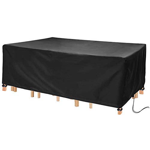 Landrip Funda Mesa Jardin, Extral Grande Funda Muebles Exterior, Cubre Muebles Exterior Impermeable, 420D Oxford, Anti-UV- 242x162x100CM