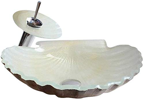 LanGuShi SLT0213 Fregadero de Lavado de baño Creativo - Arte de la Vieira sobre el Lavabo de la Cuenca de Contador, tamaño 450 120 mm de Espesor 12mm, Lavabo + Grifo + Accesorios