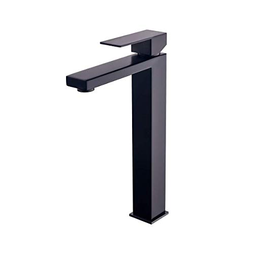 Lardecor - Grifo de Lavabo de Acero inoxidable - Monomando para Agua Fría y Caliente - TAMUL BLACK + (Mod. 4044B)