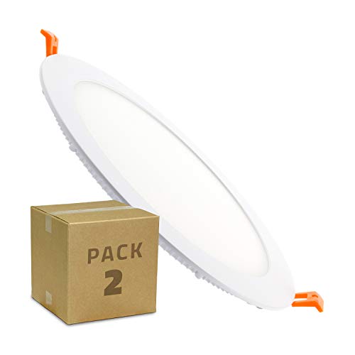 LEDKIA LIGHTING Pack Placas LED 18W Circular SuperSlim (2 un) Corte Ø 205 mm Blanco Frío 6000K - 6500K