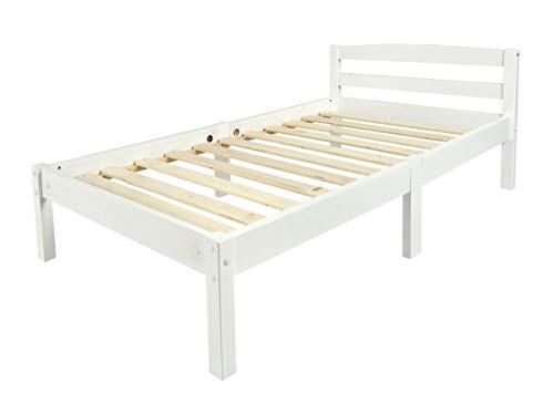 Leomark Individual Cama Infantil de Madera - Classic White - con somier, para niños, color blanco, moderno y elegante Mobiliario, Espacio para dormir: 70x140 cm