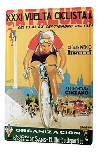 LEotiE SINCE 2004 Cartel Letrero de Chapa Nostálgico Ciclista Cataluña 1951