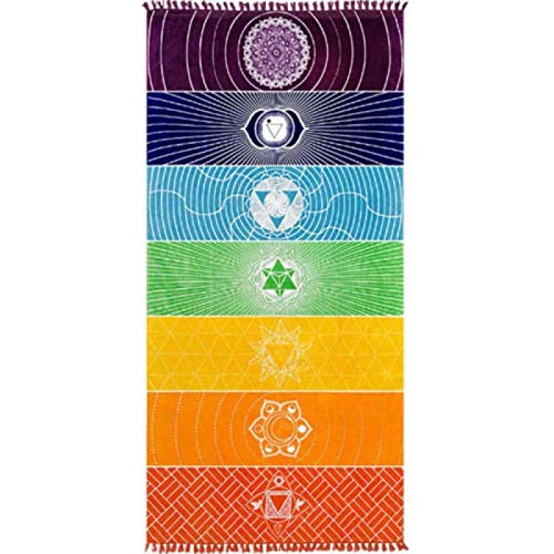 letaowl Tapiz 1Pcs borlas Single Rainbow Chakra Tapiz Toalla Mandala Boho Rayas Viaje Yoga Mat Tapestry