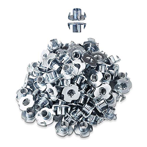 LIKERAINY Tuercas M10 x 12mm con 4 Dientes Metal T-Nuts Tuercas de Fijación para Muebles de Madera Insertos Ciegos Tuerca 100Pcs