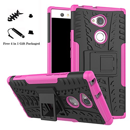 LiuShan Sony XA2 Ultra Funda, Heavy Duty Silicona Híbrida Rugged Armor Soporte Cáscara de Cubierta Protectora de Doble Capa Caso para Sony Xperia XA2 Ultra Smartphone,Rosa