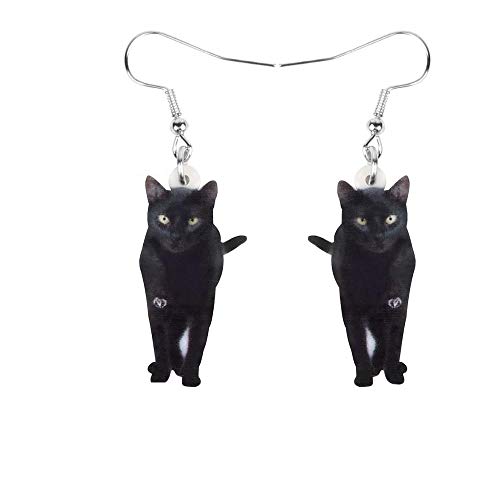 LNZDRH Acrílico Negro Bombay Cat Pendientes Ligero Lindo Gatito Mascota Animal Cuelga Joyería para Mujeres Niños Niñas Regalo clásico