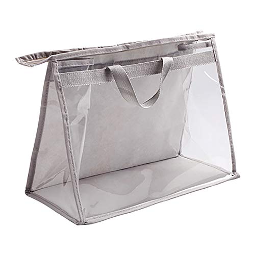 LOVIVER 1 Pza Bolso de Mano Transparente Transpirable para Mujer Bolsa de Almacenamiento Artesanal con Cremallera - Grey XL