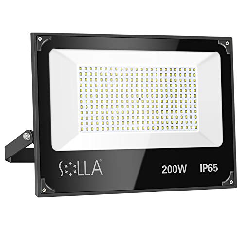 Luces de Seguridad 200W, Reflector LED Súper Brillante de 16000 Lúmenes, Luz Blanca 5000K, Foco de Paisaje Anti-rayos para Exterior Patio Trasero Jardín Azotea